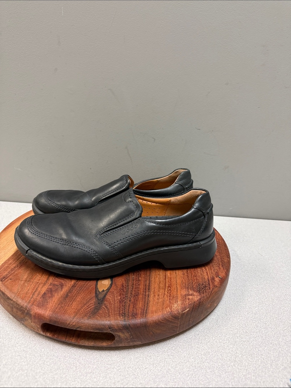 ECCO Men’s 44 Black Leather Slip On Comfort Loafers Shoes 10sz/44